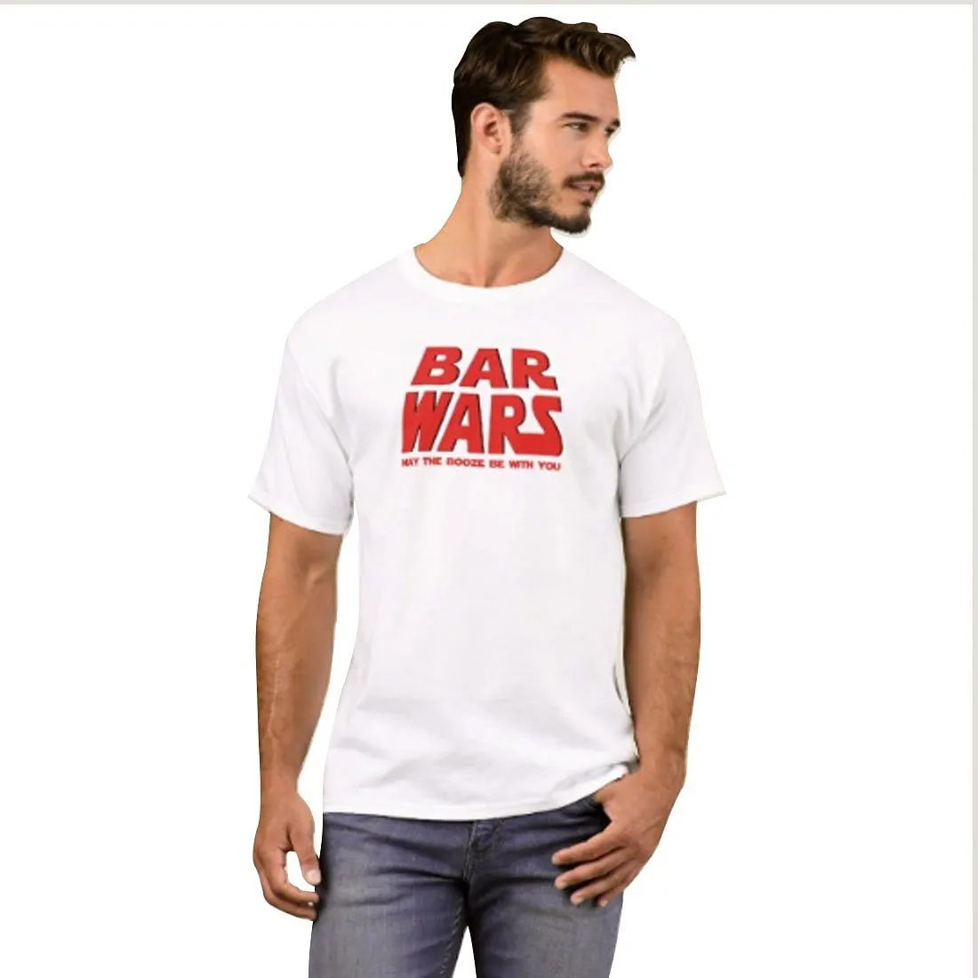 Nutcase Designer Round Neck Men's T-Shirt Wrinkle-Free Poly Cotton Tees - Bar Wars