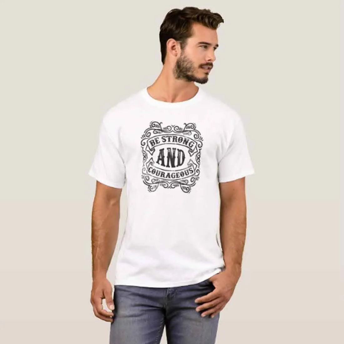 Nutcase Designer Round Neck Men's T-Shirt Wrinkle-Free Poly Cotton Tees - Be Strong