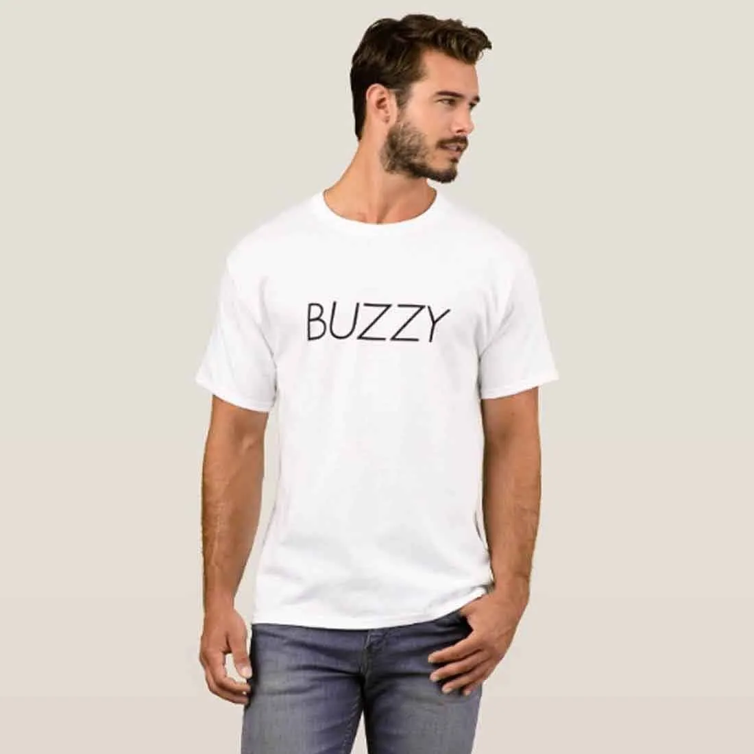 Nutcase Designer Round Neck Men's T-Shirt Wrinkle-Free Poly Cotton Tees - Buzzy