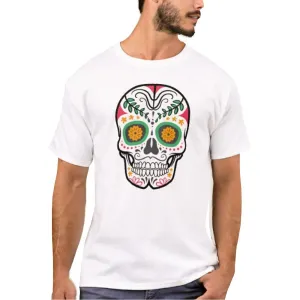Nutcase Designer Round Neck Men's T-Shirt Wrinkle-Free Poly Cotton Tees - Colorful Skull