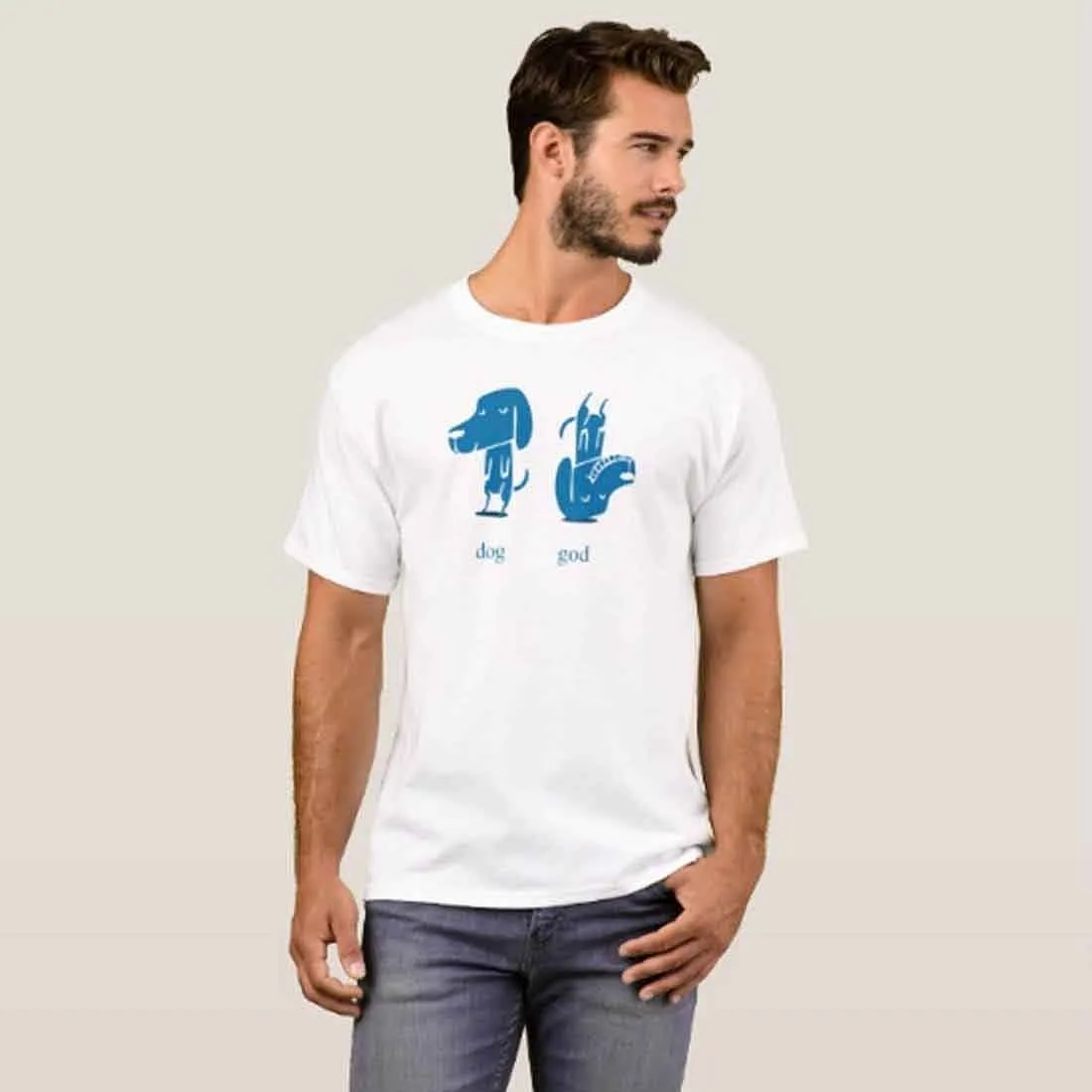 Nutcase Designer Round Neck Men's T-Shirt Wrinkle-Free Poly Cotton Tees - Dog God