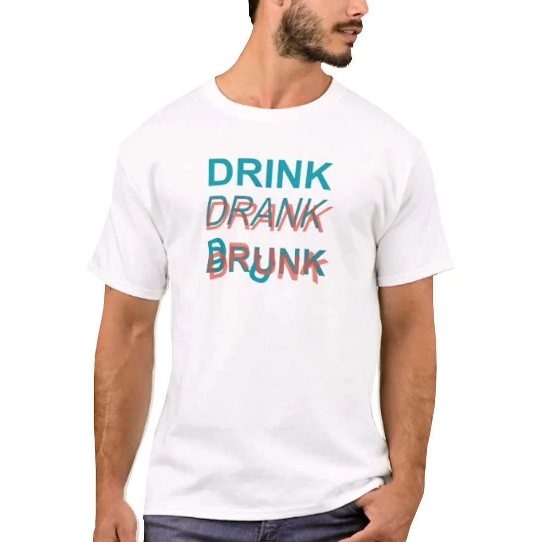 Nutcase Designer Round Neck Men's T-Shirt Wrinkle-Free Poly Cotton Tees - Drink Drank Drunk