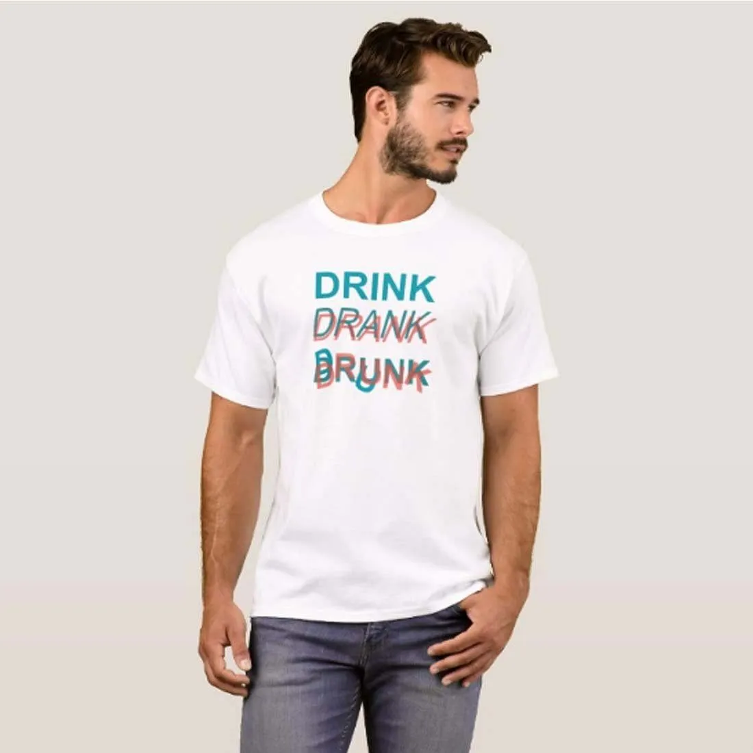 Nutcase Designer Round Neck Men's T-Shirt Wrinkle-Free Poly Cotton Tees - Drink Drank Drunk