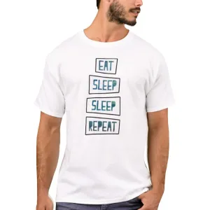 Nutcase Designer Round Neck Men's T-Shirt Wrinkle-Free Poly Cotton Tees - Eat Sleep Repeat