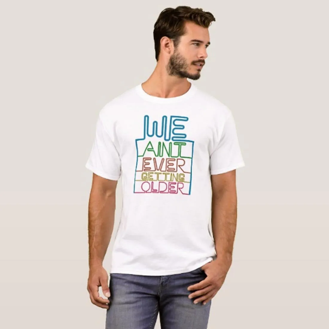 Nutcase Designer Round Neck Men's T-Shirt Wrinkle-Free Poly Cotton Tees - Getting Older