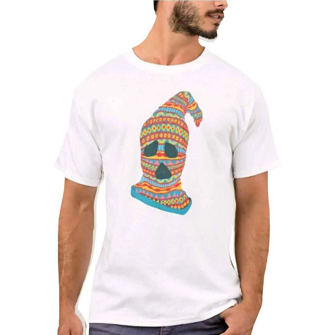 Nutcase Designer Round Neck Men's T-Shirt Wrinkle-Free Poly Cotton Tees - Ghost Face
