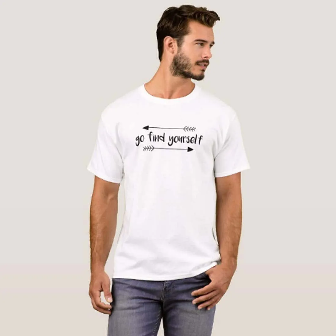 Nutcase Designer Round Neck Men's T-Shirt Wrinkle-Free Poly Cotton Tees - Go Find Yourself