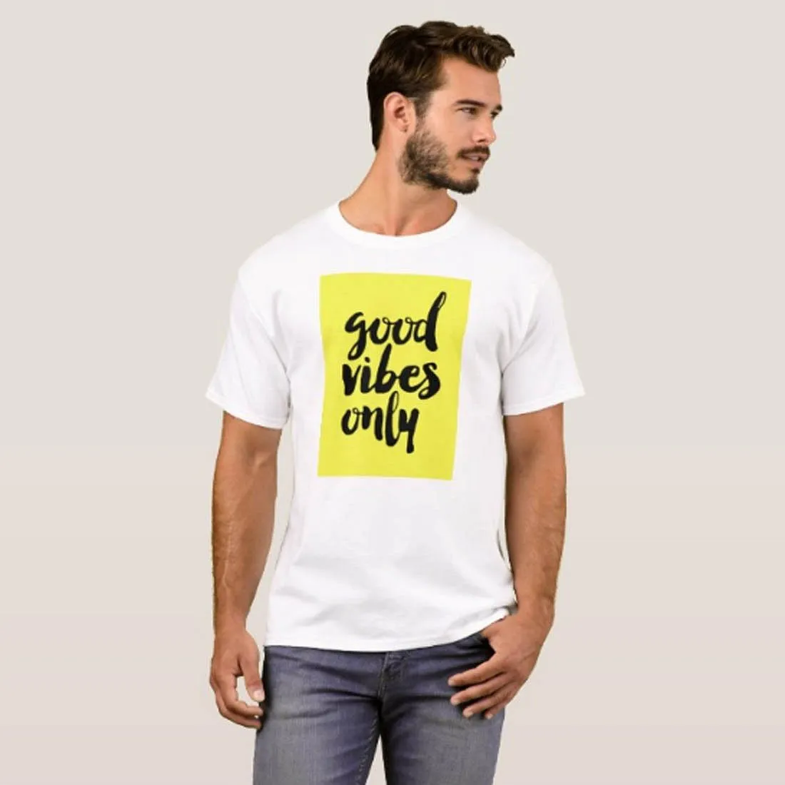 Nutcase Designer Round Neck Men's T-Shirt Wrinkle-Free Poly Cotton Tees - Good Vibes Only
