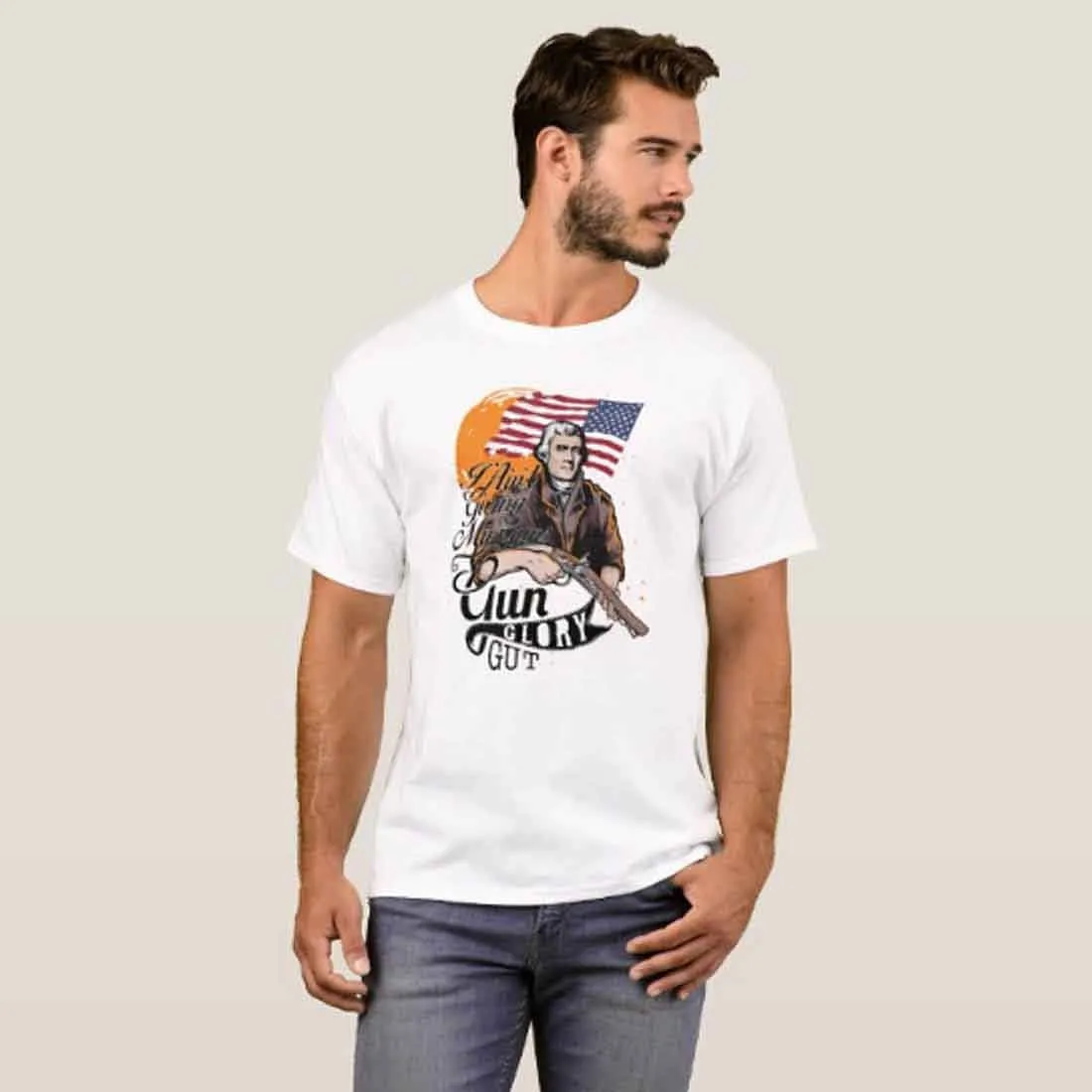 Nutcase Designer Round Neck Men's T-Shirt Wrinkle-Free Poly Cotton Tees - Gun Glory