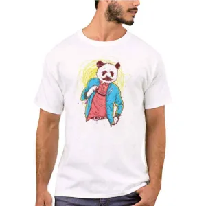 Nutcase Designer Round Neck Men's T-Shirt Wrinkle-Free Poly Cotton Tees - Hipster Panda
