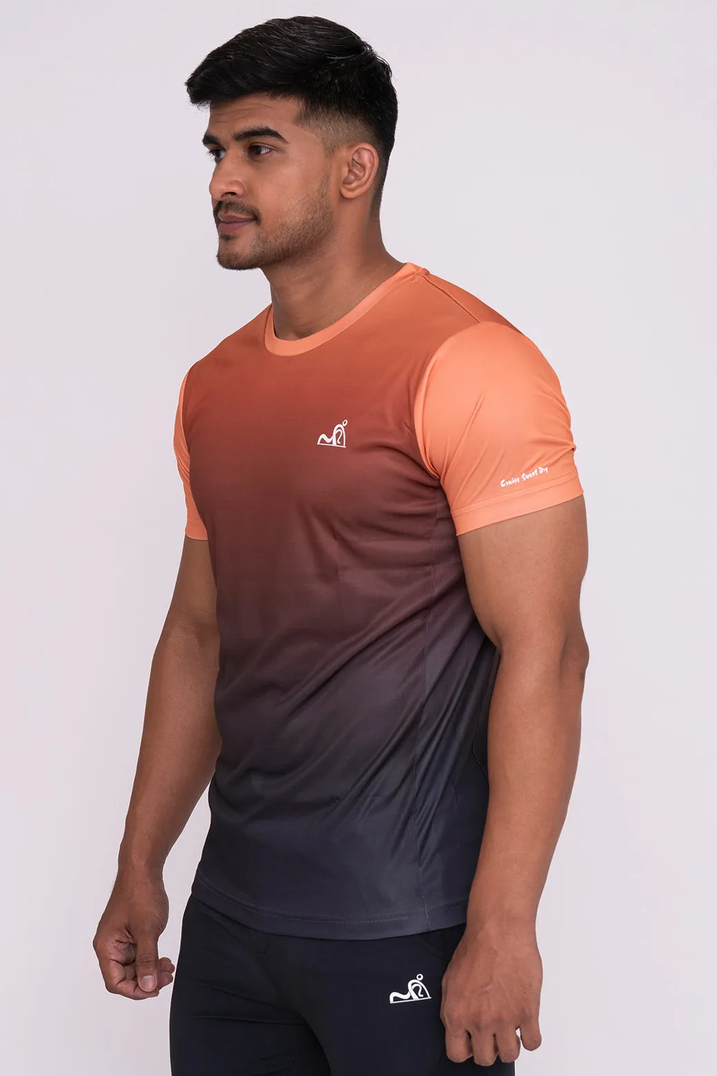 Ombrey Round Neck T-Shirt Orange