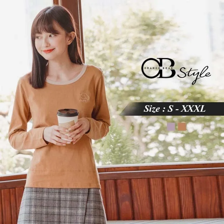 ORANGEBEAR DIP HEM EMBROIDERED TOPS
