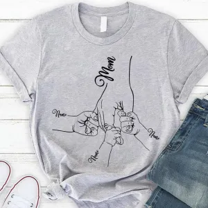 Personalized Mom Holding Kids Hand in Hand T Shirt, Grandma T Shirt, Mimi Shirt, Nana Shirt Hand Art