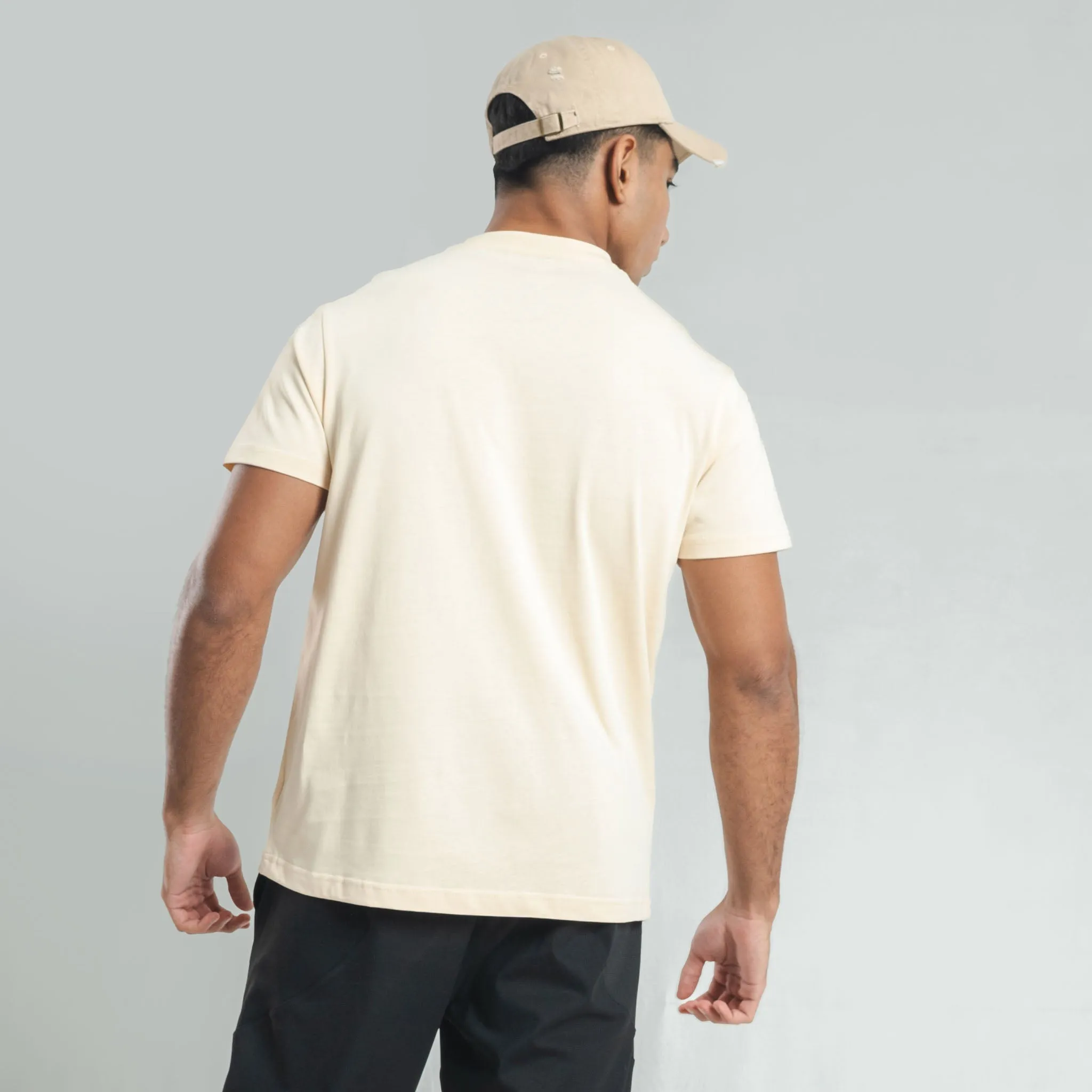 Plain Tan Yellow crew neck essential t-shirt