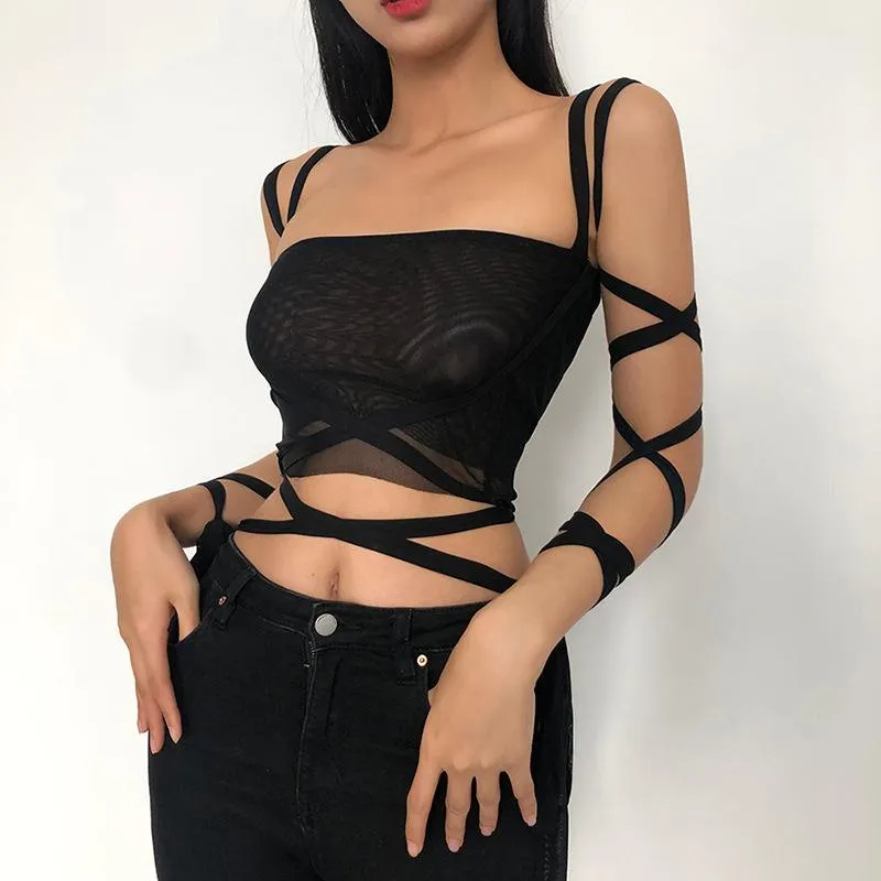 Pure Color Navel Bare Fashion Bandage Bare Sling Vest