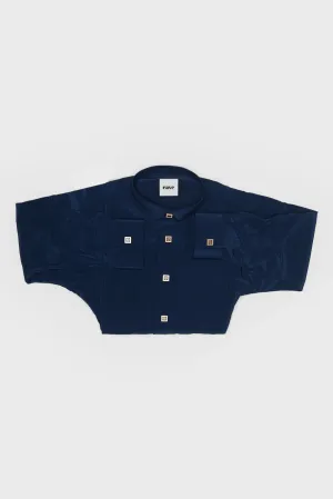 Royal Blue Tuxedo Collar Toddlers Thobe