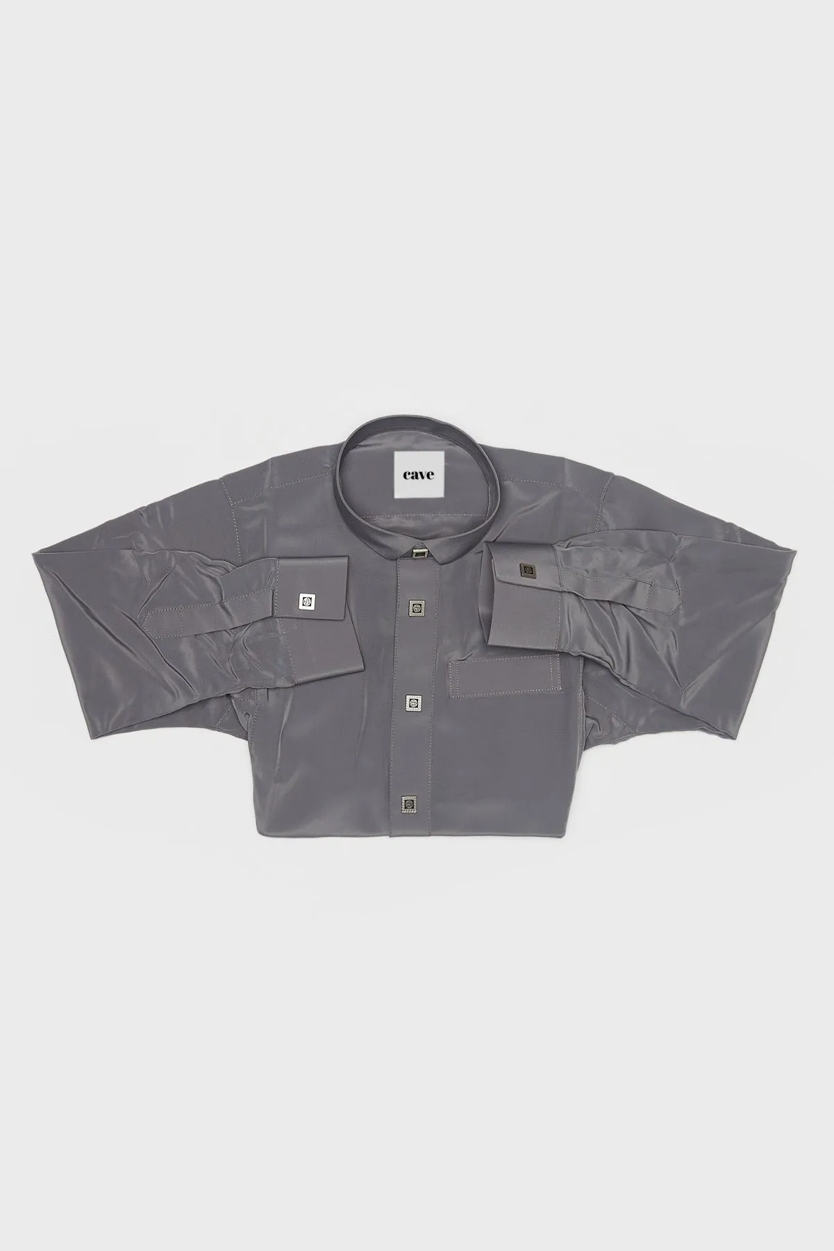 Shadow Grey Tuxedo Collar Kids Thobe