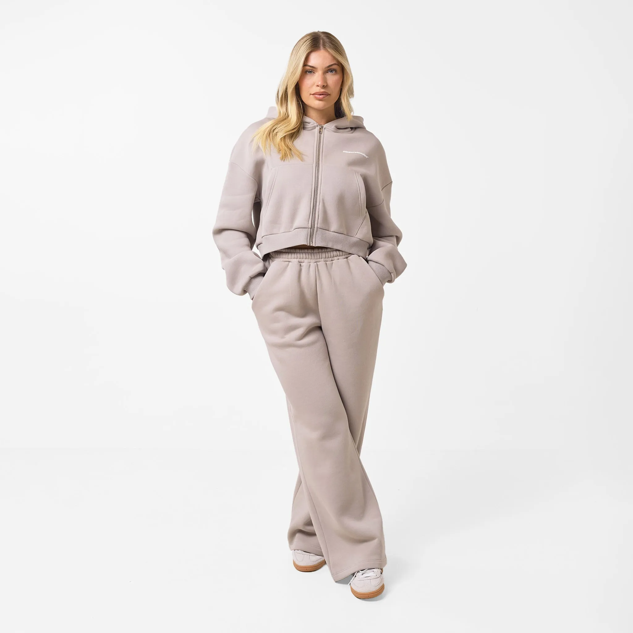Stacked Crop Tracksuit | Taupe