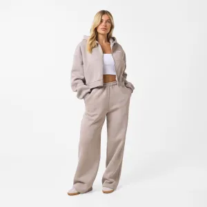 Stacked Crop Tracksuit | Taupe
