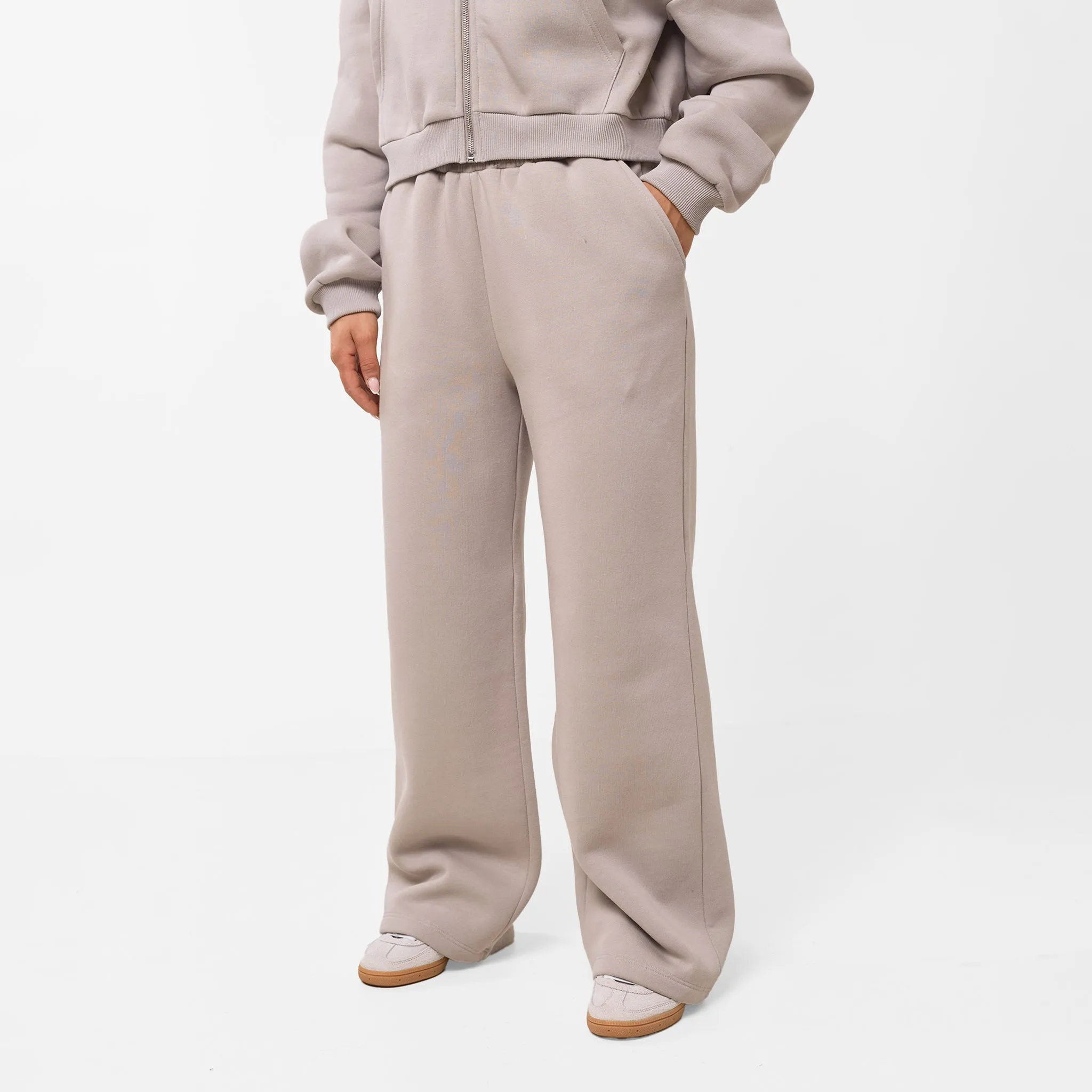 Stacked Crop Tracksuit | Taupe
