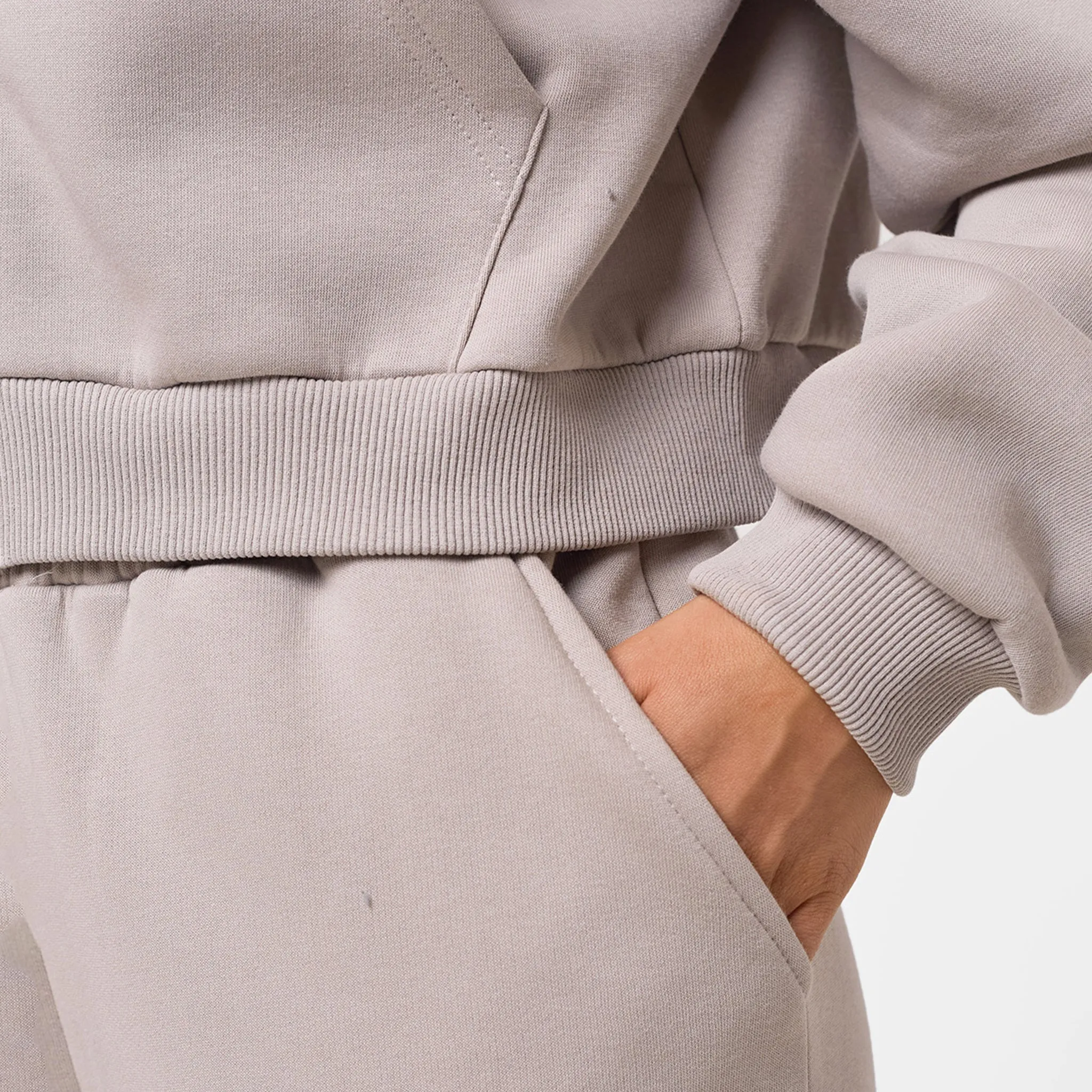 Stacked Crop Tracksuit | Taupe