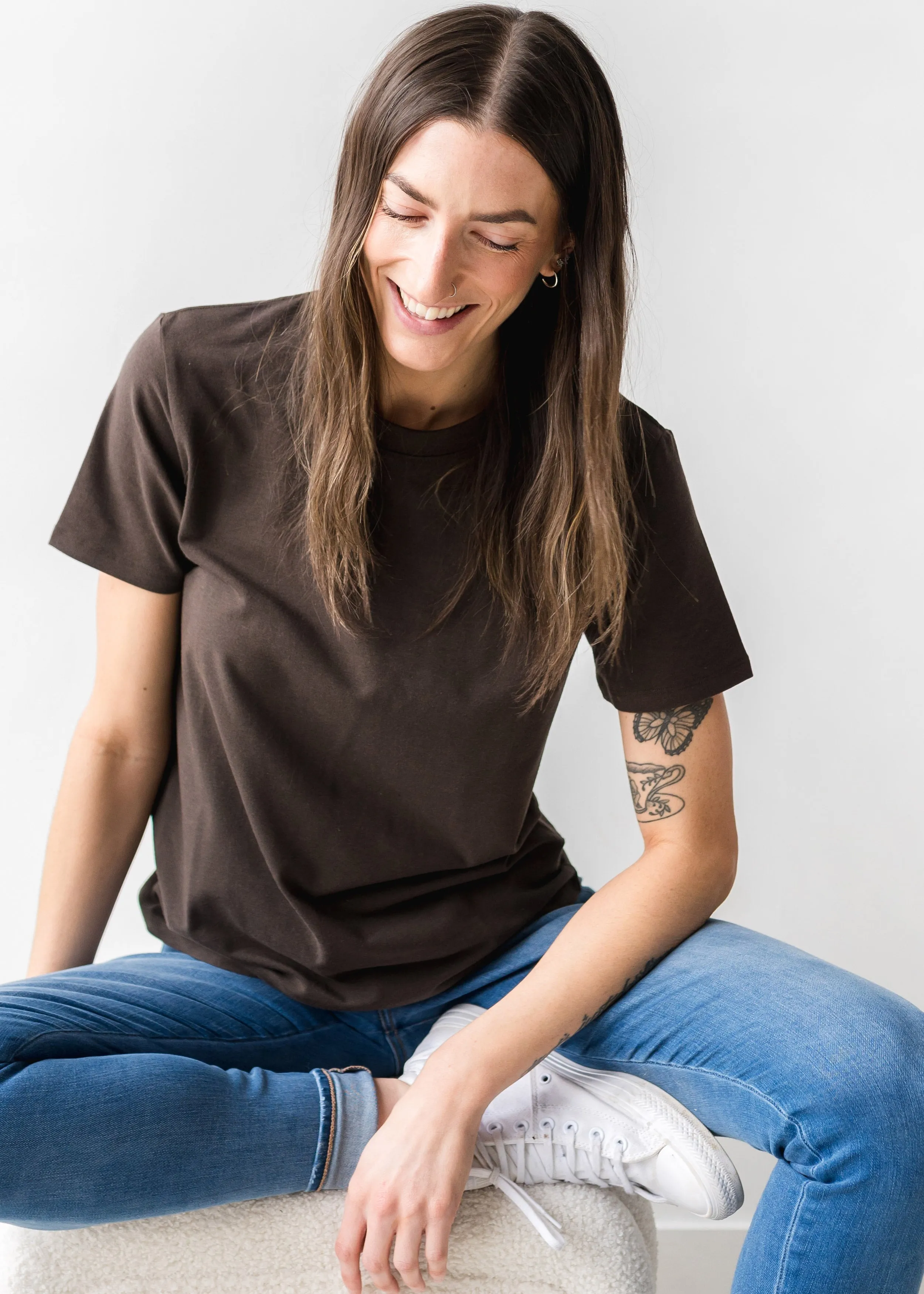 The Modern Crewneck Tee in Chocolate