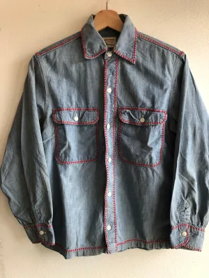 Vintage 1950s Big Mac Embroidered Chambray Button-Up Shirt