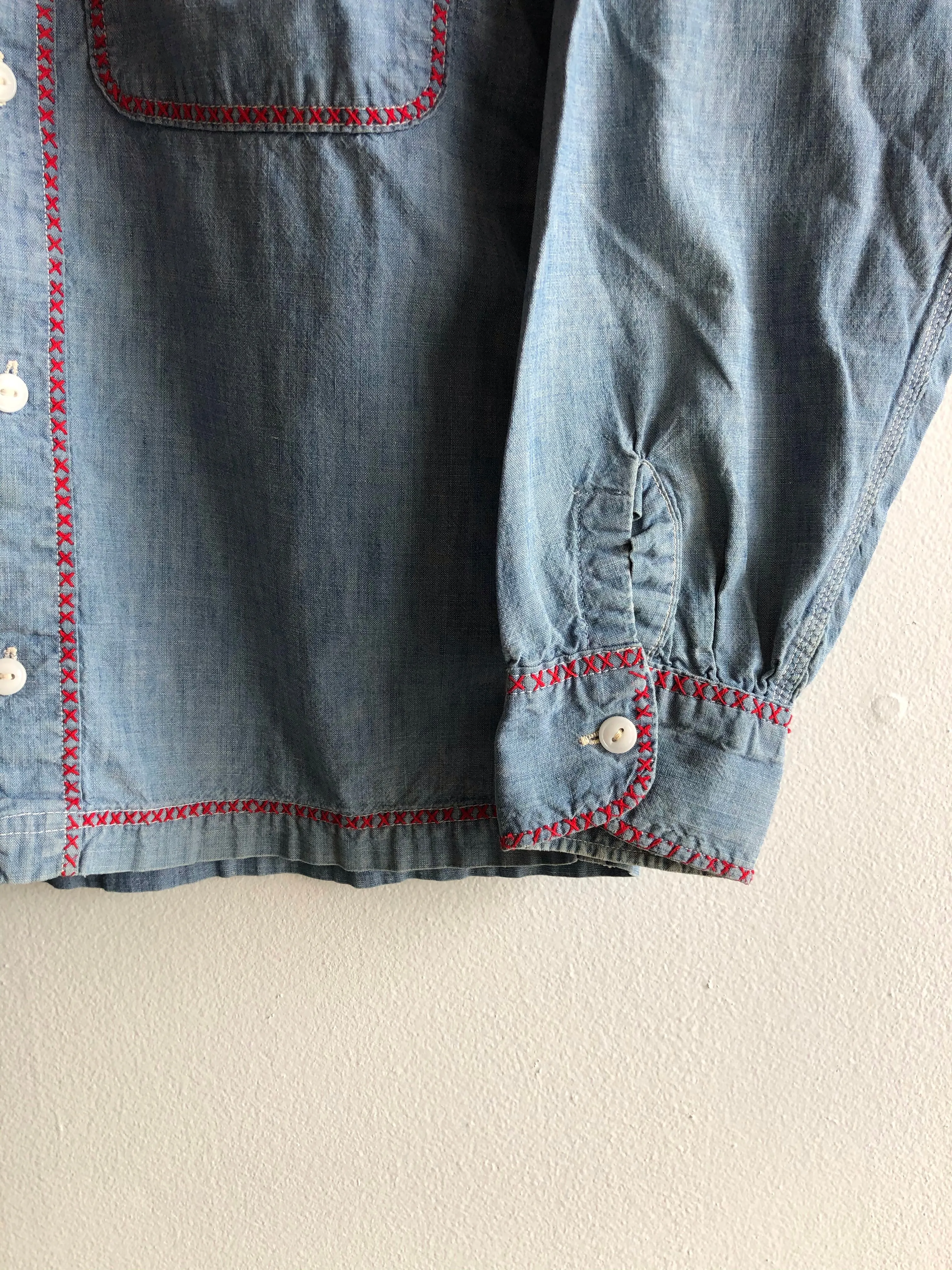 Vintage 1950s Big Mac Embroidered Chambray Button-Up Shirt