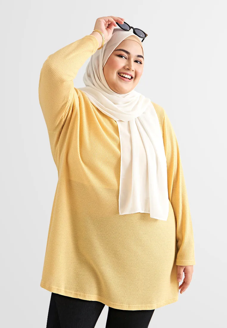 Wanda Casual Waffle Long Tee - Dark Green