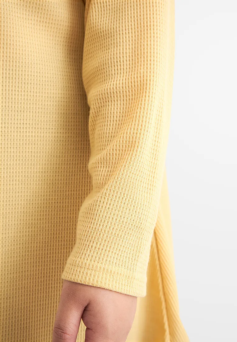 Wanda Casual Waffle Long Tee - Dark Green