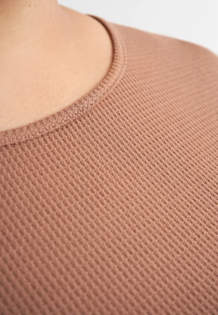 Wanda Casual Waffle Long Tee - Dark Green