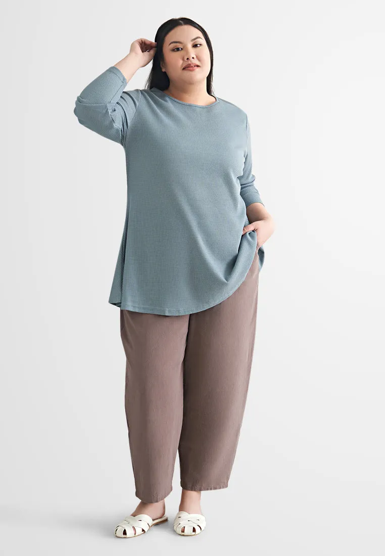 Wanda Casual Waffle Long Tee - Light Mauve