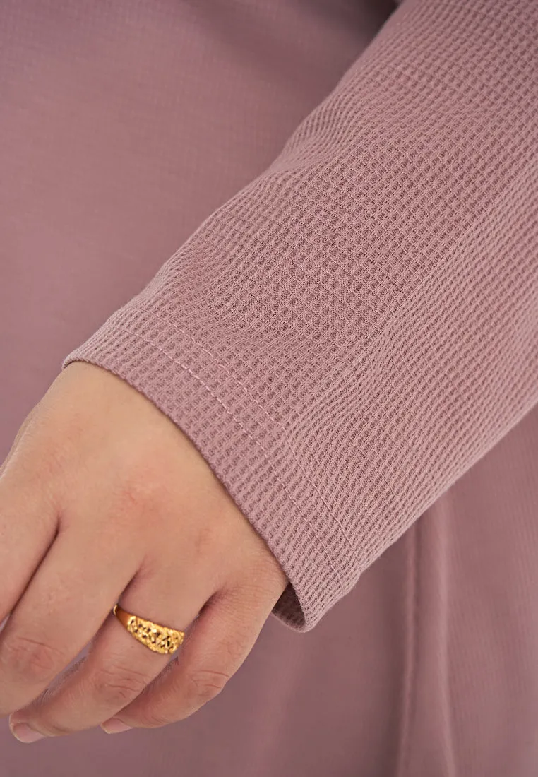 Wanda Casual Waffle Long Tee - Light Mauve